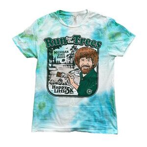 Bob Ross Run For The Trees Happy Little 5K (S) Michigan State Parks Tie-Dye Tee